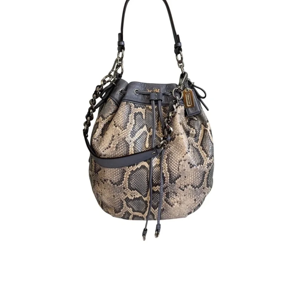Coach Madison Python Embossed Marielle Leather Purse Snakeskin Shoulder Tote Bag - Picture 2 of 13